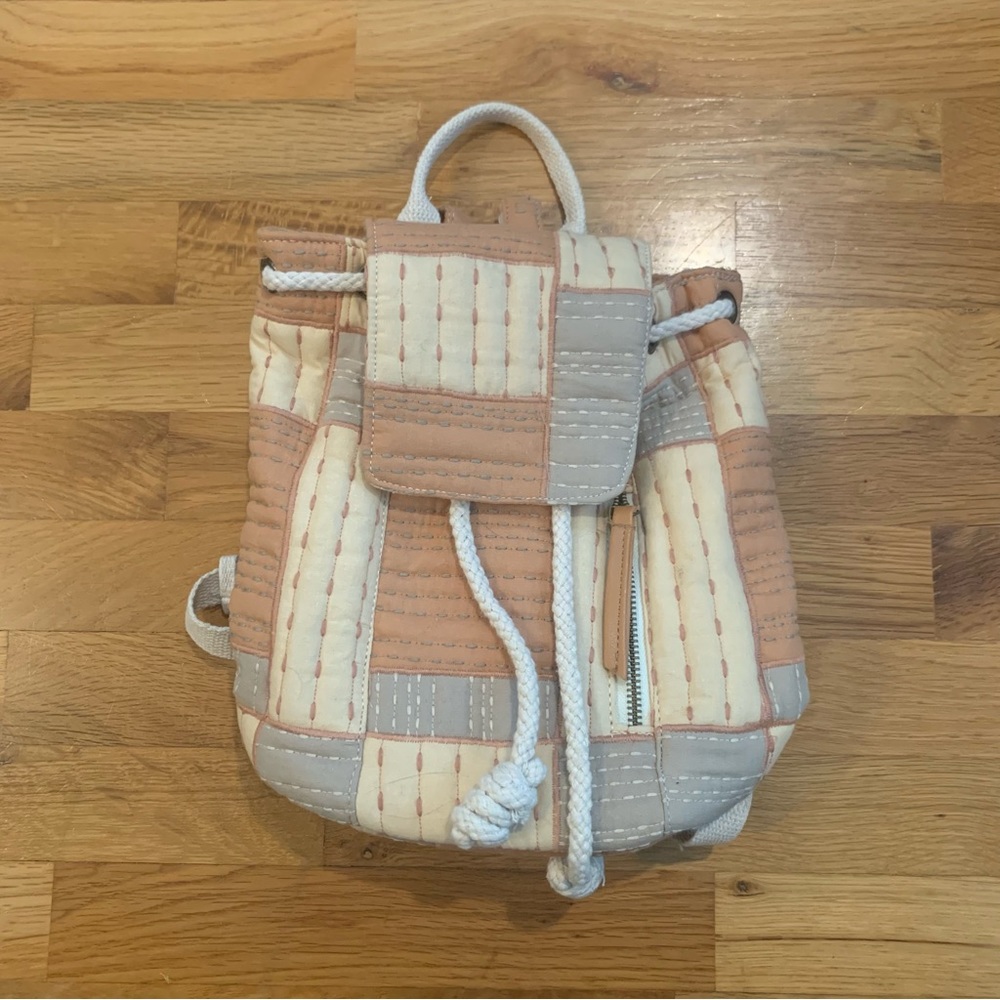 Universal Thread Quilted Patchwork Mini Backpack in Cream, Blush, Gray